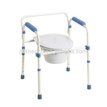 Hi-low adjustable steel folding toilet commode chair CM002